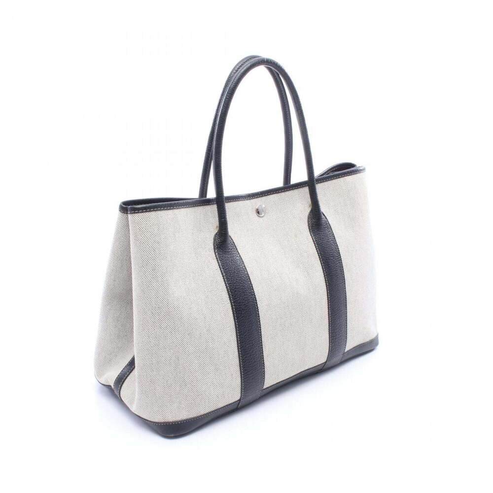 Hermes Garden Party PM Bolduc Ribbon Tote Bag Handbag Leather Toile H Women's... - Picture 2 of 10